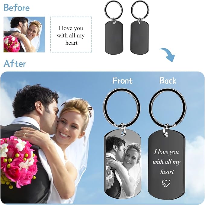 KBPTM Customized Double Sided Keychain - Personalized Engraved Text/Number/Name Keychain, Custom Key chain Gift for Boyfriend