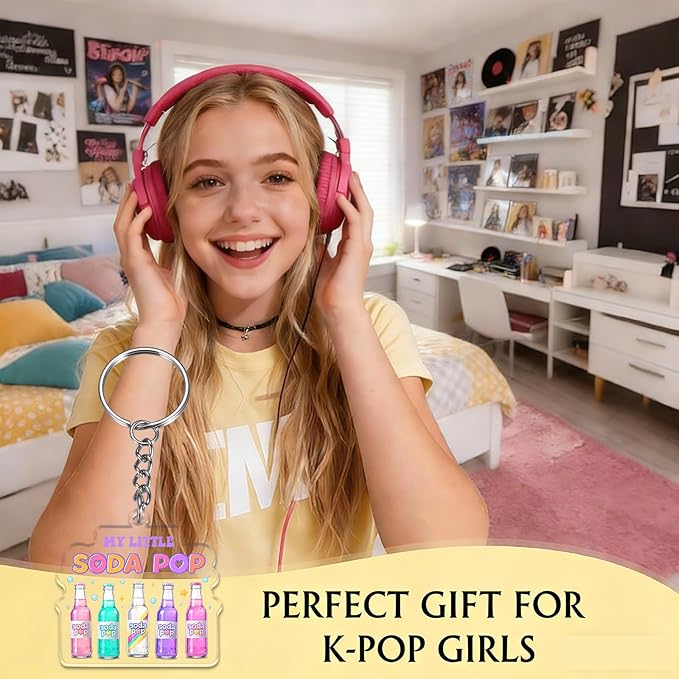 TI-EDC Kpop Keychain Gifts for Girls, Soda Pop Birthday Party Friendship BFF Gifts for Fans Kpop Merch for K-Pop Lovers, Music Gifts for Women, Korean Drama Music Keychain for Girls