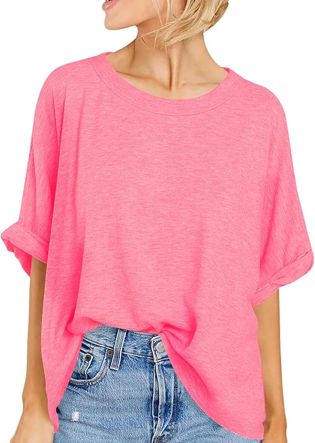 Women Oversized T-Shirt Summer Casual Short Sleeve Loose Tee Tops