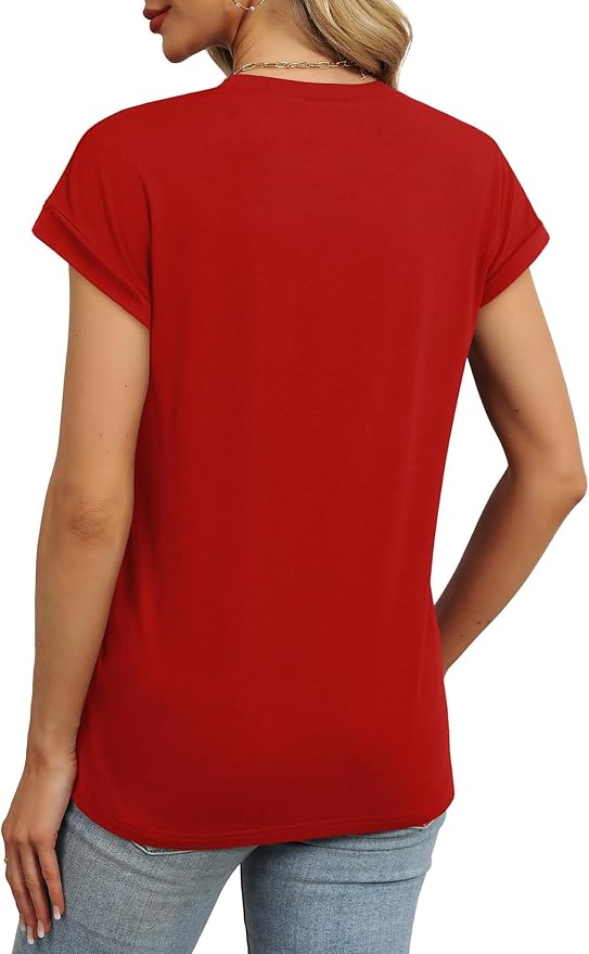 WEESO Womens Summer Tops Trendy 2026 Cap Sleeve T Shirts Crew Neck Pleated Front Beach Vacation Clothes Fashion