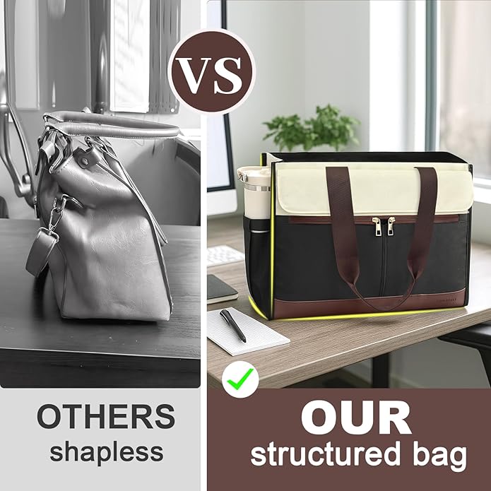 Laptop Bag for Women - 15.6 Inch Tote Work Bag with Compartments Nurse Teacher Bag Large Lightweight Office Handbag