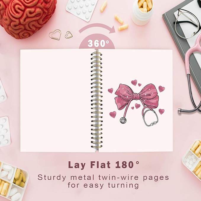 Lacama Nurse Gifts for Women, Pink Bow Nurse Notebook Journal, Nurses Week Gifts, Nurse Appreciation Gift, Nursing Student Graduation Gifts, Coquette Stuff Stethoscope Notebook, School Office Supplies