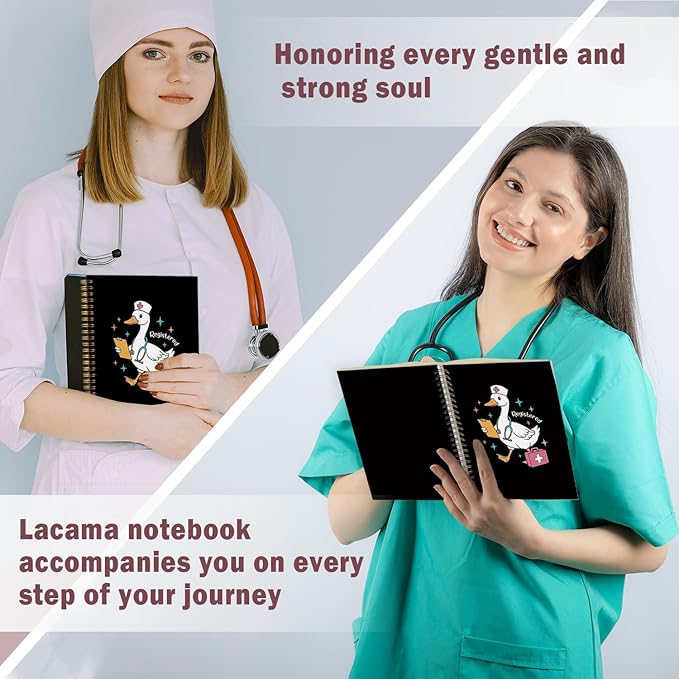 Lacama Funny Nurse Gifts, Black Nurse Notebook Journal for Women, Gifts for Nurses, Christmas Gift, Nursing School Essentials, Notebook for School Office Supplies 5.5x8.3 In
