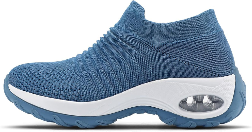 HKR Women's Walking Shoes Arch Support Non Slip Work Shoes Breathable Knit Upper Lightweight for Plantar Fasciitis