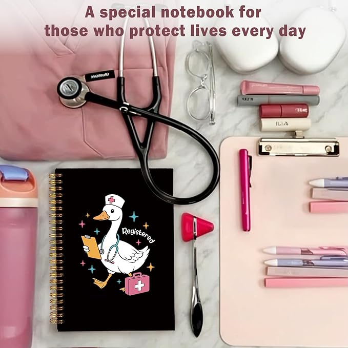 Lacama Funny Nurse Gifts, Black Nurse Notebook Journal for Women, Gifts for Nurses, Christmas Gift, Nursing School Essentials, Notebook for School Office Supplies 5.5x8.3 In