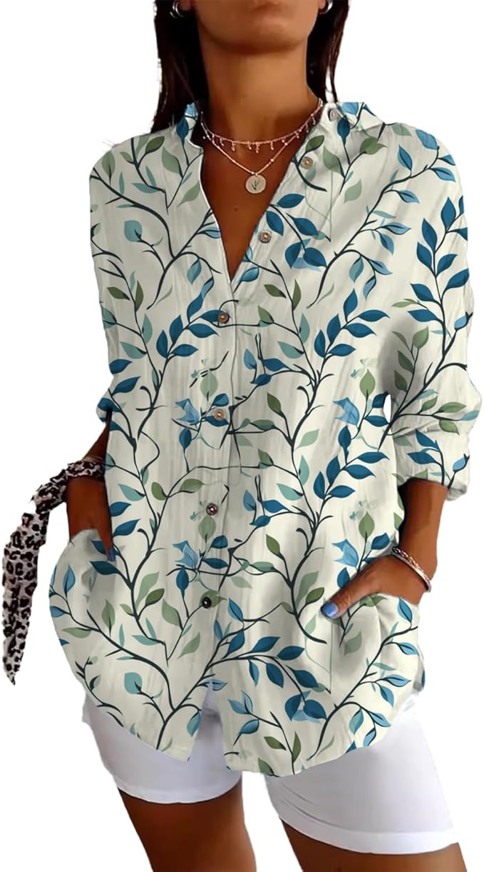 Fashion Summer Shirts Oversized V Neck Basic Vintage Floral Graphic Dressy Button Down Stylish Hawaiian Holiday Outfits