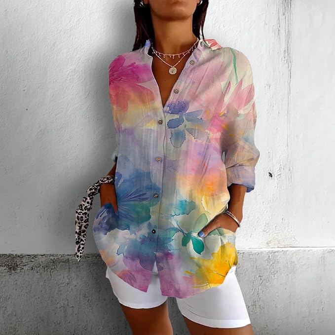 Fashion Summer Shirts V Neck Japanese Art Vintage Floral Graphic Button Down Trendy Hawaiian Holiday Outfits
