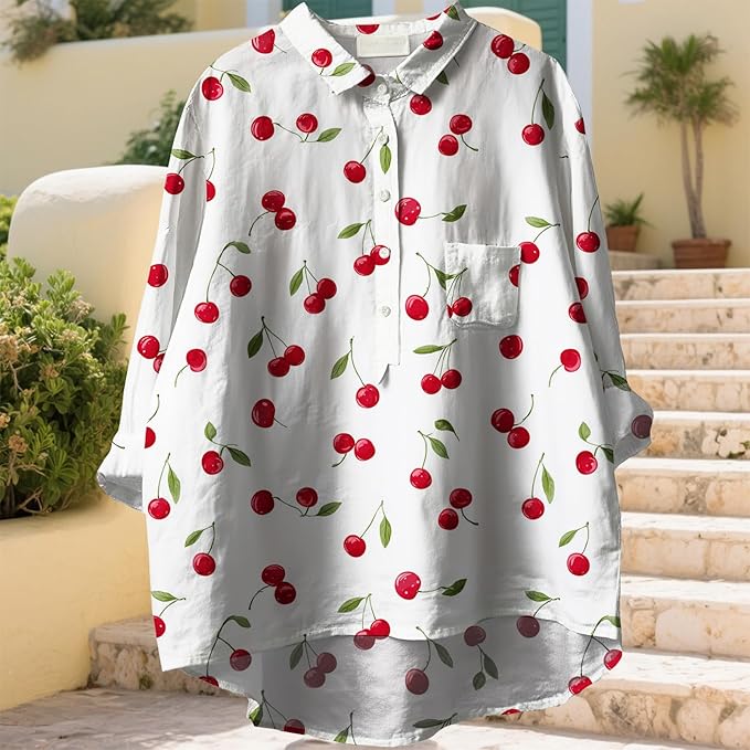 Women Funny Graphic Long Sleeve Floral Blouses Plus Size Button Shirts Casual Cute Vneck Fall Tunic Tops Trendy