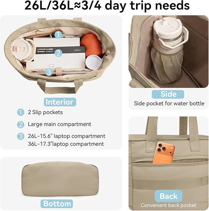 Puffer Tote Bag for Women, Lightweight Puffy Shoulder Bag with Handbag for Travel, Work, Gym, Laptop Bag for Nurse Teacher