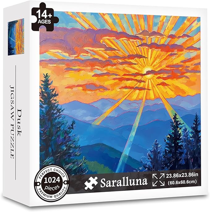Saralluna Puzzle for Adults 1024 Pieces, Bold Sunset Mountain Scene Puzzle, Challening Impossible Difficult Hard Fun 1024 Pieces Jigsaw Puzzles for Adults