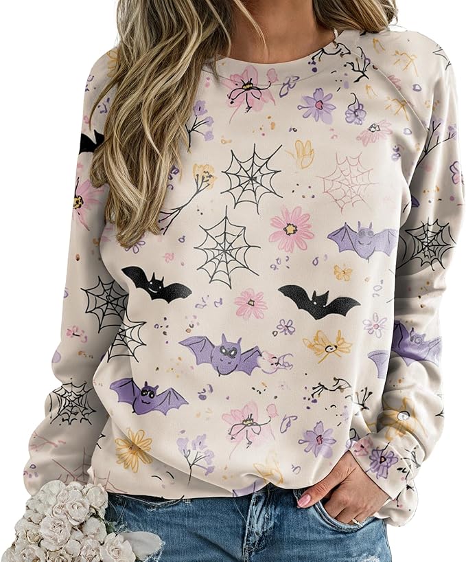domirica Halloween Sweatshirt For Women Long Sleeve Crew Neck Sweatshirts Fall Halloween Costumes For Holiday Party 2025