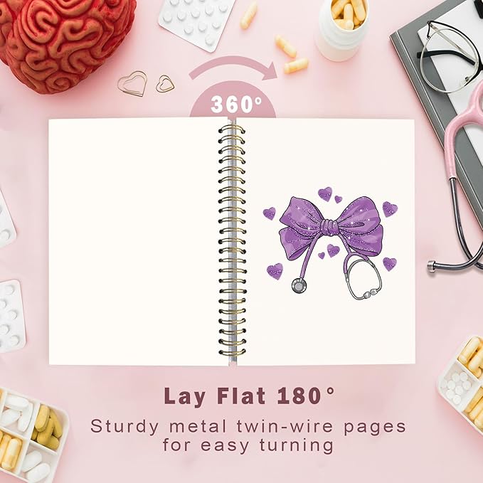 Lacama Bow Nurse Notebook Journal, Purple Nursing School Essentials, Nursing Student Graduation Gifts, Nurse Gifts for Women Nurse Appreciation Gift, Coquette Stuff Stethoscope Notebook