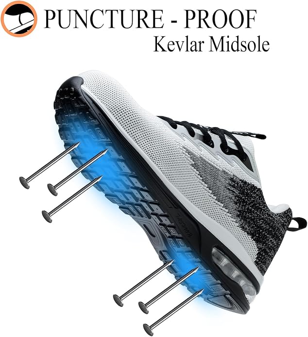 Steel Toe Shoes for Women Lightweight Breathable Safety Work Sneakers Non Slip Puncture Proof Utility Slip On Footwear for Industrial Construction