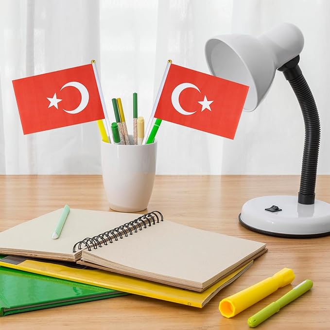 Turkey Flag Small Turkish Flag 12 Pack Mini Hand Held Turkish Flags on Sticks for Party Parades Sports Events Patriotic Holiday Decorations