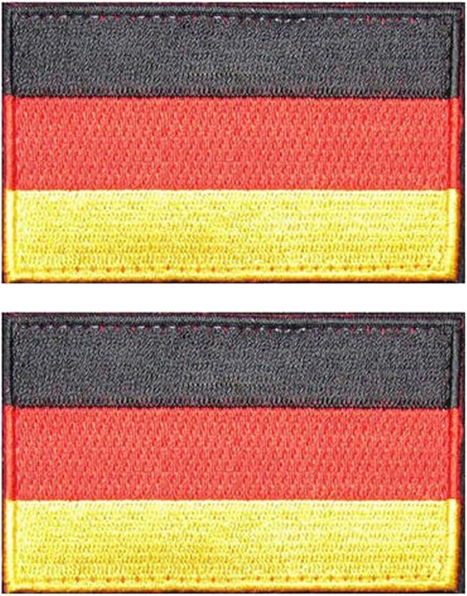 EmWoot 2PCS Germany Flag Patch Embroidered Morale Patch Military Tactical Patches Hook and Loop