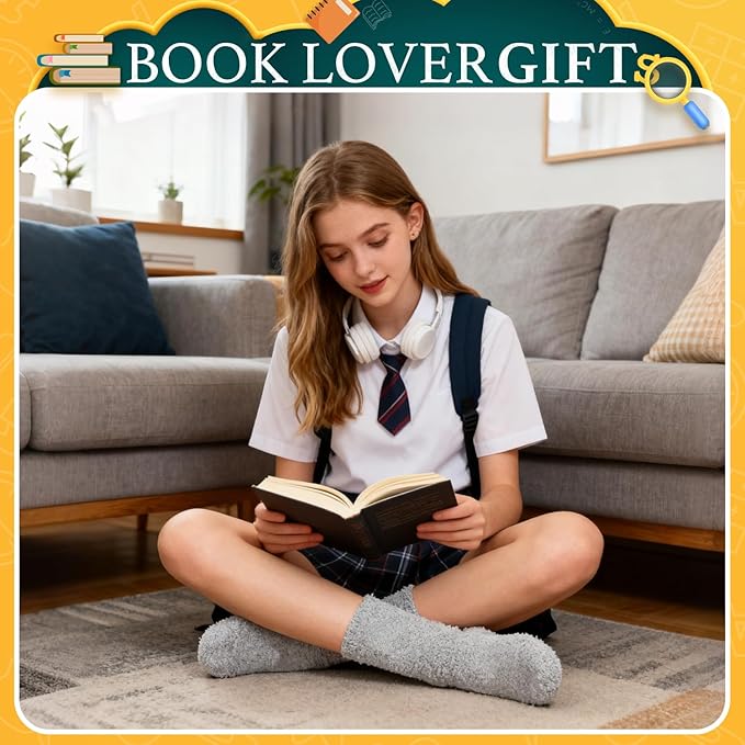 HAPPYPOP Fuzzy Gifts for Women Men - Book K-pop Divorce Inspirational Vegan Scary Film Socks