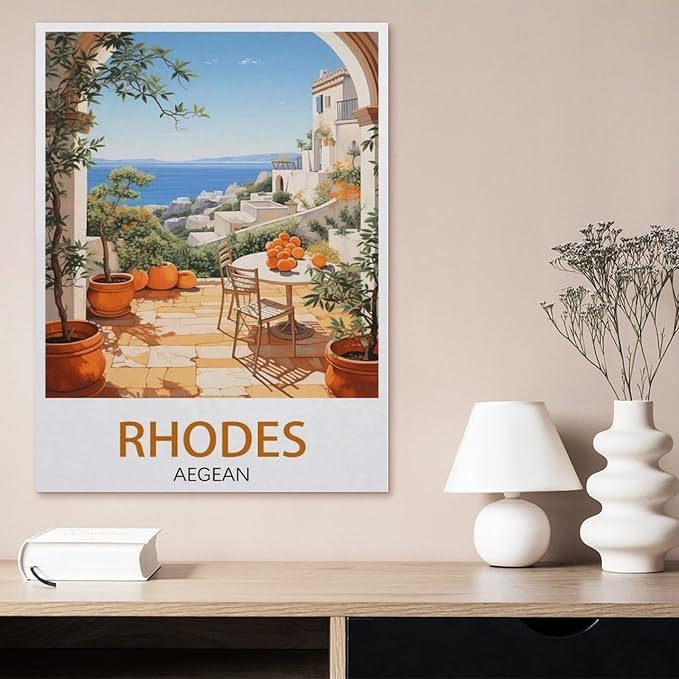1000Pcs，Rhodes Aegean Vintage Travel Poster，Jigsaw Adult Decompression Game Puzzle Students Toy for Children Christmas Birthday Gifts（50x70cm）-BC24
