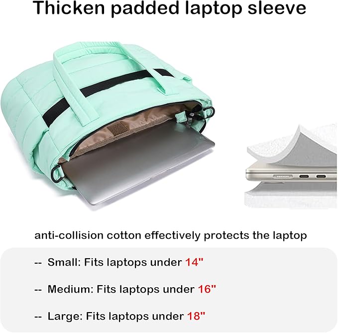 AOCINA Puffer Tote Bag for Women Quilted Work Bag Nurse Bags Women's Shoulder Handbags for Travel Gym Gifts Laptop Purse