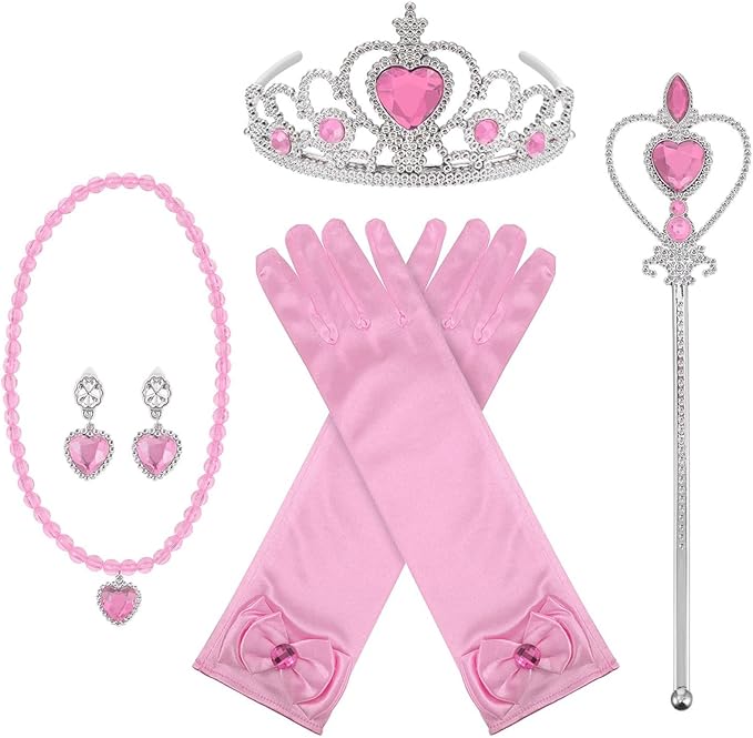 Orgrimmar Princess Dress Up Accessories Gloves Tiara Crown Wand Necklaces Presents for Kids Girls