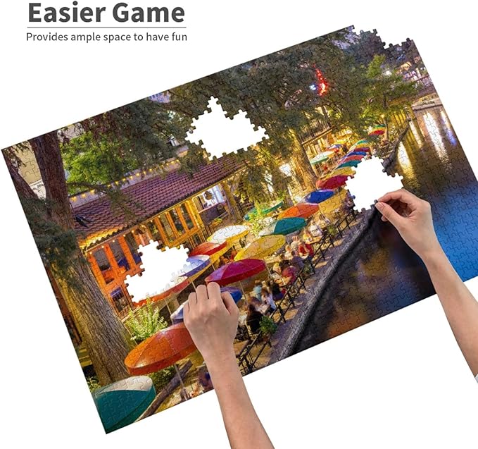 Jigsaw Puzzles for Adults 500 Piece,Caminata fluvial en San Antonio,Texas,Large Family Puzzle Game Artwork for Adults Teens Gift Toys
