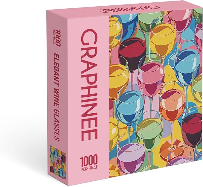 Graphinee Jigsaw Puzzles for Adults 1000 Pieces, Wine Glass Puzzle, Colorful as Home Wall Decor for Family Challenging Games