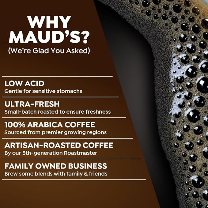 Maud's Decaf Dark Roast Coffee Pods, 18 ct, Decaffeinated Coffee in Recyclable Single Serve Pods – 100% Arabica Coffee, Compatible with Keurig K Cups Maker