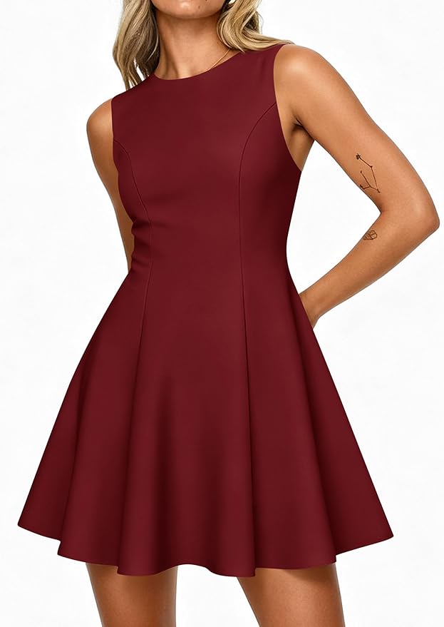 PRETTYGARDEN Summer Dresses for Women 2026 Elegant Sleeveless Boat Neck A Line Spring Formal Cocktail Party Mini Dress