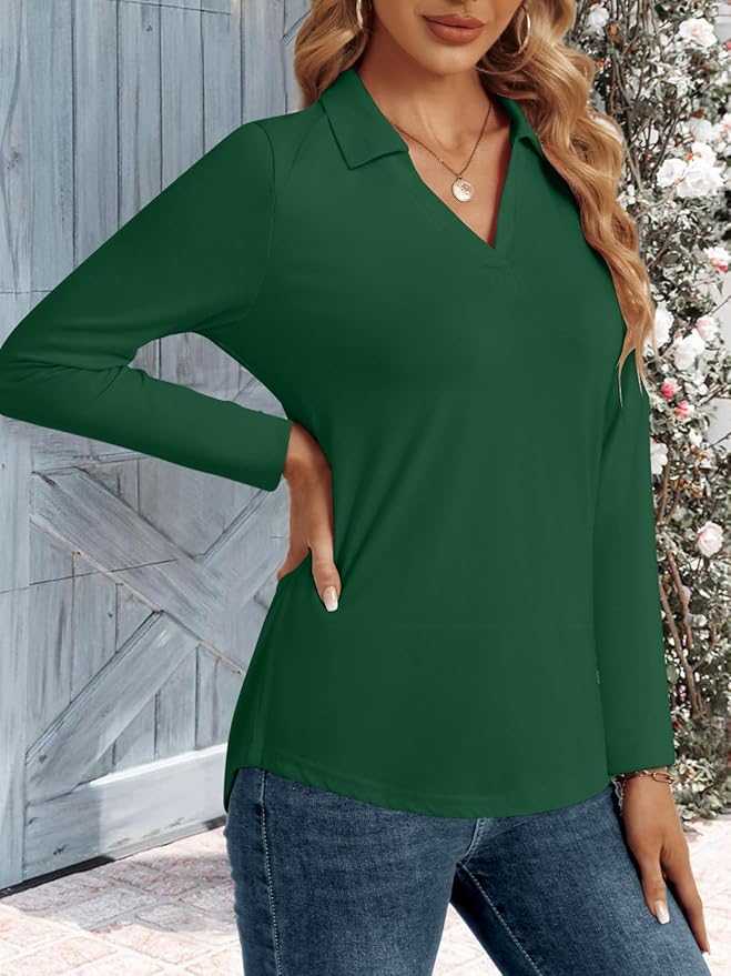 3/4 Length Sleeve Womens Tops Dressy Casual V Neck Polo Shirts Business Work Blouses 2025 Trendy Tunic Top