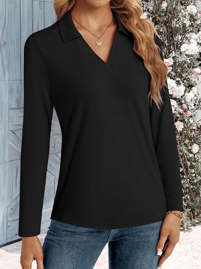 3/4 Length Sleeve Womens Tops Dressy Casual V Neck Polo Shirts Business Work Blouses 2025 Trendy Tunic Top