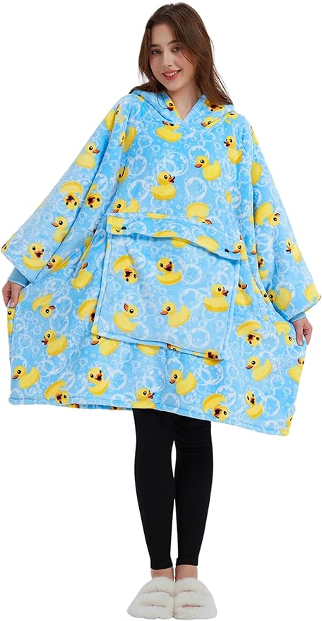 KFUBUO Wearable Blanket Hoodie for Adults Sherpa All Patterns Oversized Sweatshirt Blanket with Pocket