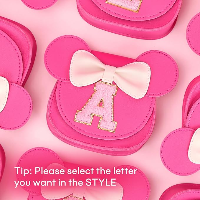 mibasies Toddler Purse Girl Gifts: Girls Birthday Gifts for 3-8 - Toys for Ages 2-4 Girls Mouse Ears Purse, Hot Pink, Letter E