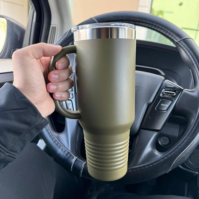LaserGram 40oz Vacuum Insulated Travel Mug with Handle, CNA Certified Nurse Assistant, Personalized Engraving Included (Navy Blue)