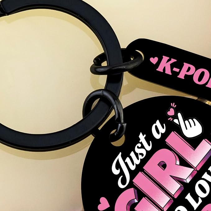 Kpop Merch For Girls Kpop Stuff For Girls k-Pop Gifts For Teen Girl Music Lovers Birthday Party Favor Decorations For Korea-Pop Lovers Friends Bestie Women Just a Girl Who Loves k-Pop Keychain