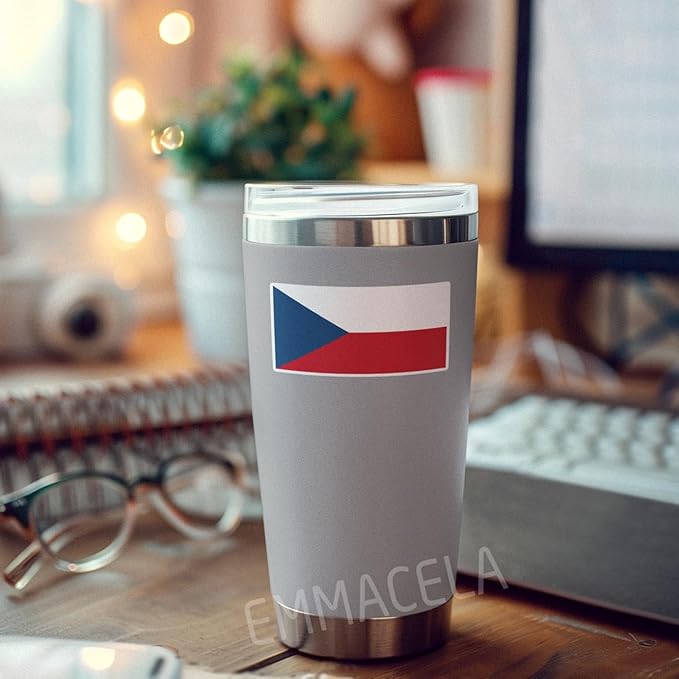 (3PCS) Czechia Flag stickers, Countries Flag Stickers - Waterproof Vinyl Decals For Laptops, Tumblers, Water Bottles, Books, Scrapbooks, Size 3 x 1.5 Inch
