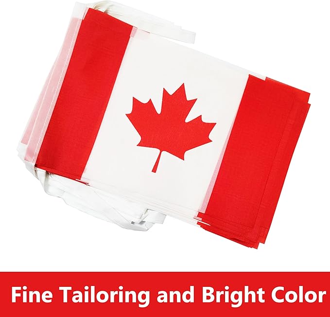 Yamiuo 100 Feet Canada String Flag, 76 Pcs Canadian Banner Flag, Small Mini World Banner Flags for Sports Events, Bars Decorations, School Festivals, Party Decorations, Celebrations (Canada)