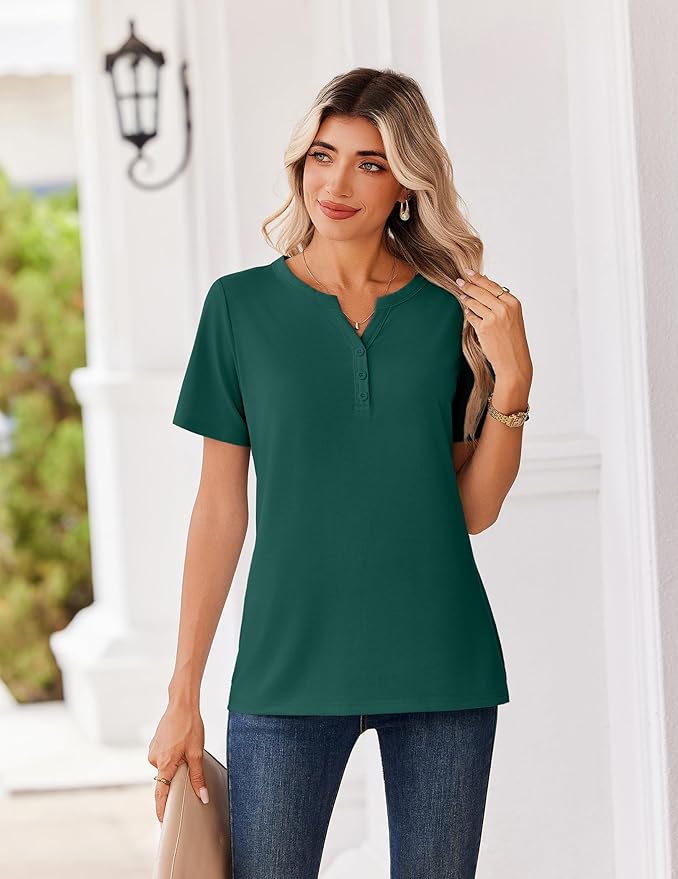 Zeagoo Womens Summer Tops V Neck Short Sleeve Shirts Dressy Casual Blouse Spring Vacation Tshirts Clothes
