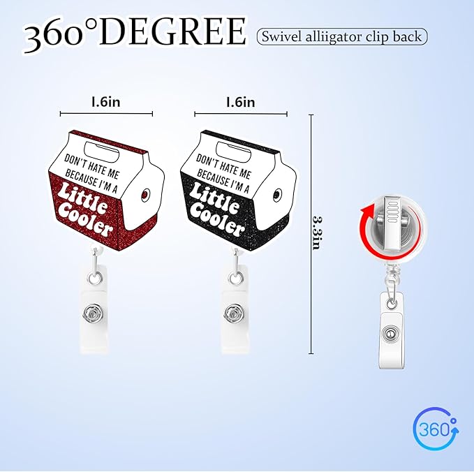 2 Pcs Don't Hate Me Because I'm A Little Cooler Badge Reel - Retractable ID Holder with Alligator Clip& Nylon Cord | AcrylicClip for Nurse Nurses Office Worker Teacher Student