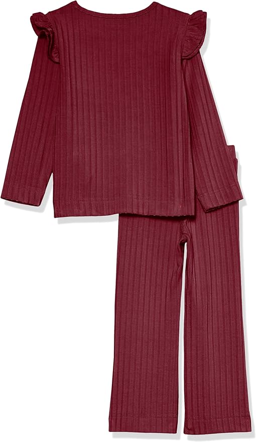 Amazon Essentials Girls and Toddlers' Wide-Rib Outfit Set, Pack of 2