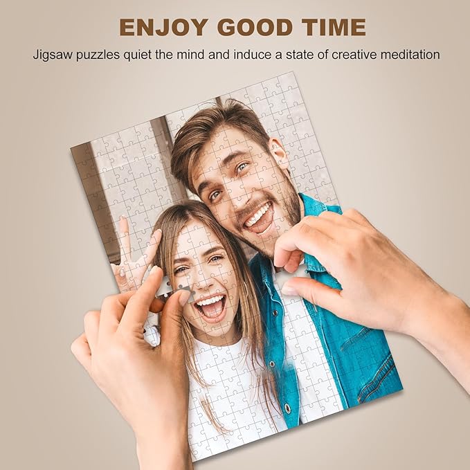 Custom Puzzle from Photos, Personalized Photo Puzzle 300/500/1000/1500 Pieces with Picture and Text, Personalized Gifts for Couple Family Wedding Kids Pet (300 PCS-Vertical)