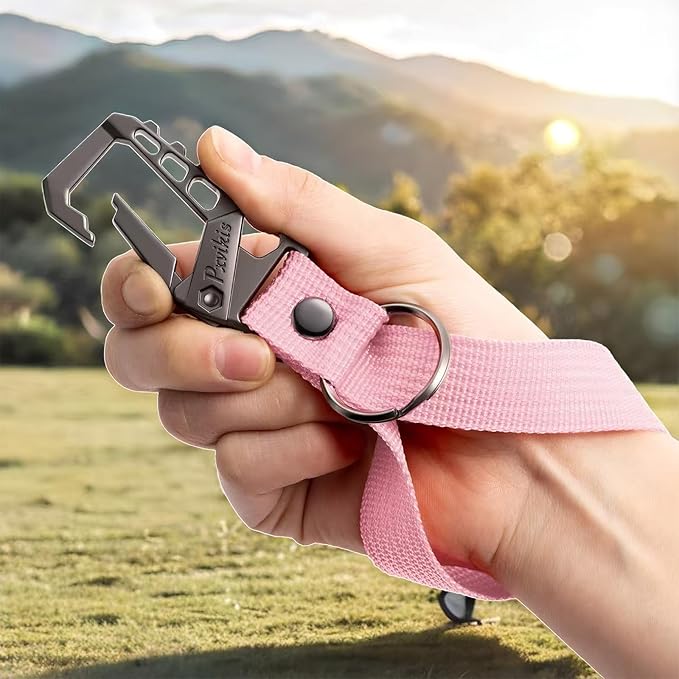 Pxvikis Metal heavy duty key chain carabiner clip bottle opener wrist lanyard ring car key fob unisex for men and women
