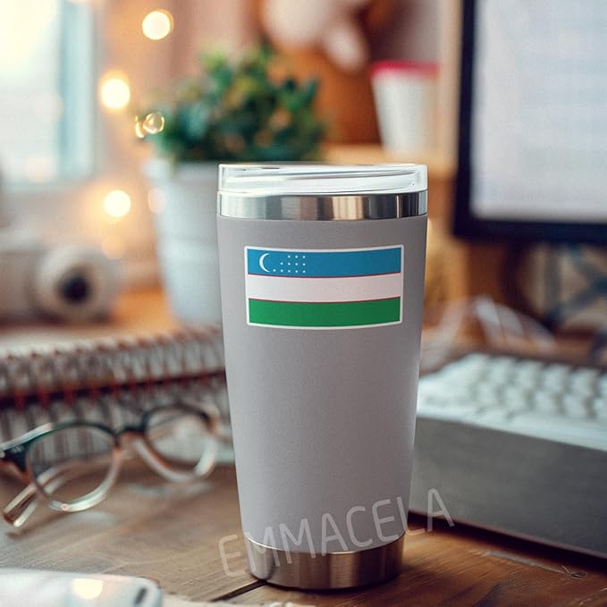 (3PCS) Uzbekistan Flag stickers, Countries Flag Stickers - Waterproof Vinyl Decals For Laptops, Tumblers, Water Bottles, Books, Scrapbooks, Size 3 x 1.5 Inch