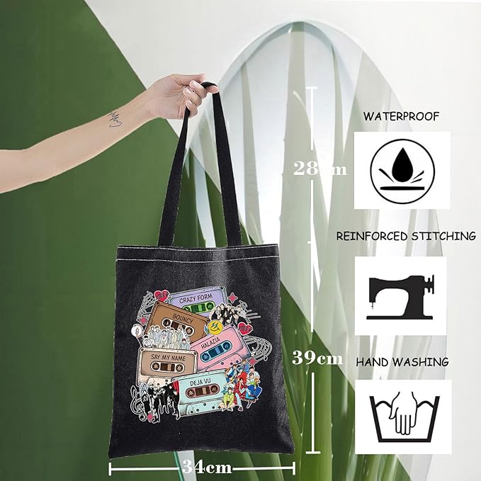 WZMPA Korean Group Fans Tote Bag Concert Fans Gift South Korea Singer Reusable Grocery Bag Concert Merchandise