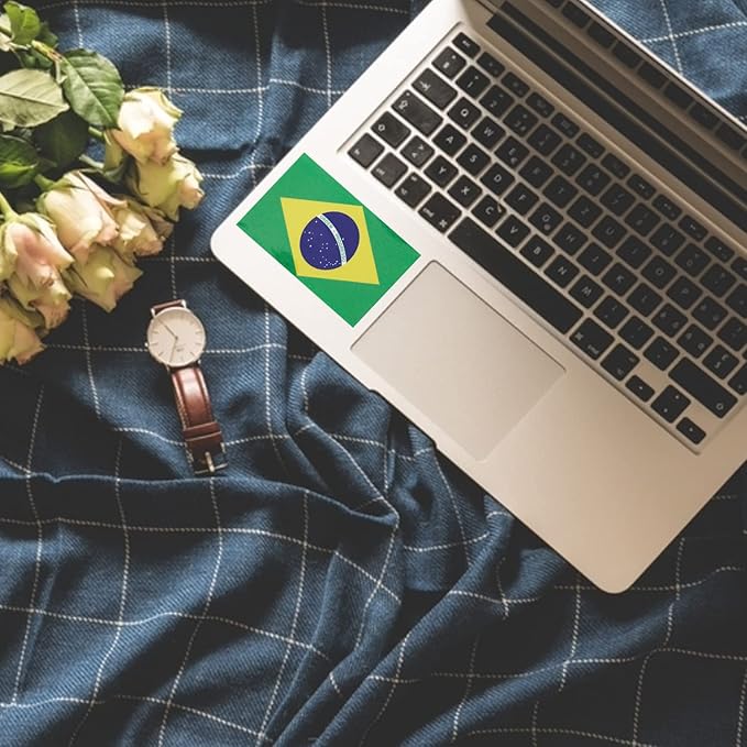 CANTENDO 5Pcs Brazil Flag Decal Sticker - Brazilian Flags Reflective Vinyl Car Stickers - for Car Window Bumper Waterproof Sticker (2.5 x 4.5 Inch)