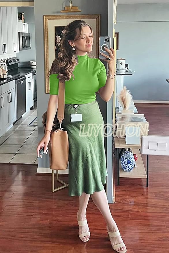 LIYOHON Womens Tops Dressy Casual Mock Turtleneck Business Short Sleeve T Shirts Going Out Tops 2026