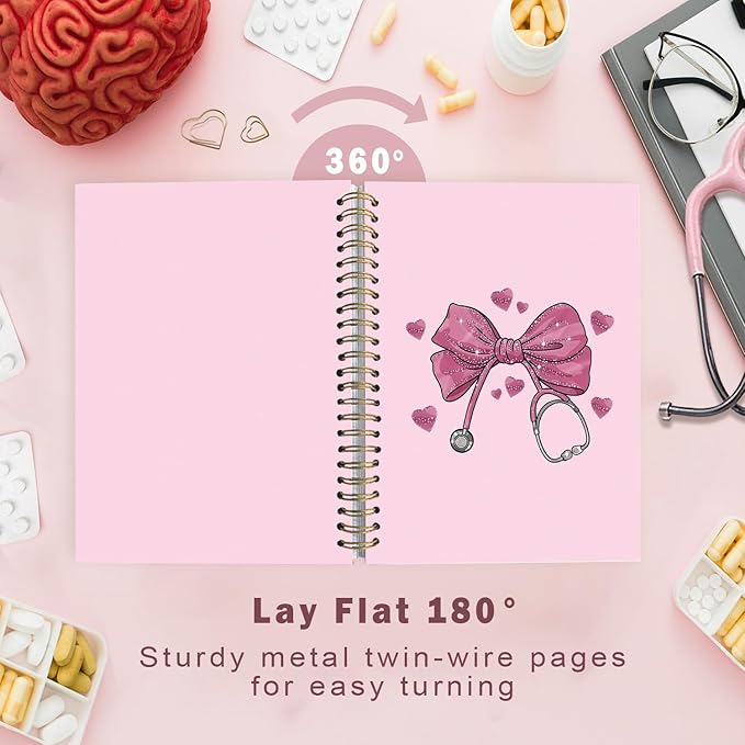 Lacama Bow Nurse Notebook Journal, Pink Nursing School Essentials, Nursing Student Graduation Gifts, Nurse Gifts for Women Nurse Appreciation Gift, Coquette Stuff Stethoscope Notebook