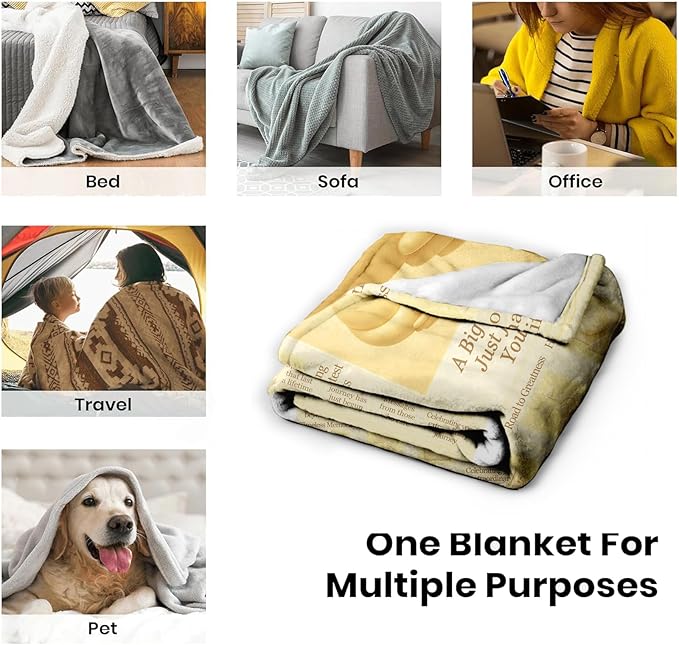 Graduation Blanket, 60x50 Soft Flannel Throw, Newspaper-Style Keepsake Gift for Her or Him, Retro Newsprint Aesthetic, Dorm Send-Off, Beige-Gold Inspirational Quotes