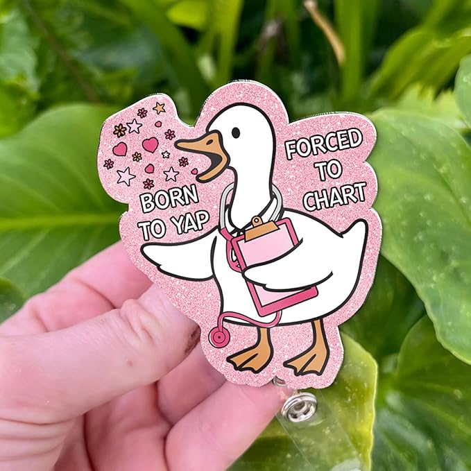 Nurse Badge Reel Retractable – Cute Silly Goose Badge Reel Funny Accessories for Work with Aligator Clip, Nurses Week Appreciation Gifts for CNA Medical Assistant RN LPN Nursing Student