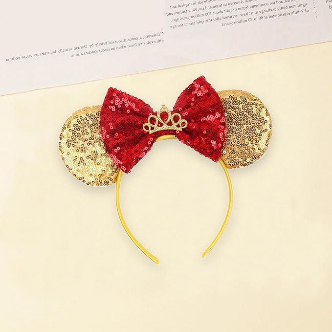 Sequin Mouse Ears Headbands for Women Girls Boys, Glitter Bows Headband for Kids Adults Birthday Party Costume Halloween