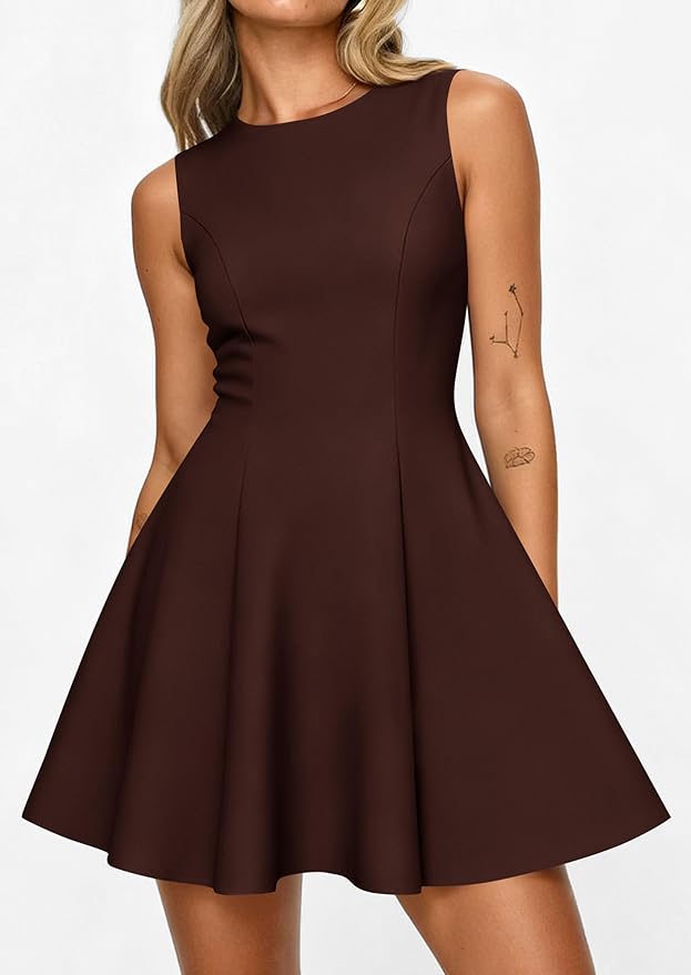 PRETTYGARDEN Summer Dresses for Women 2026 Elegant Sleeveless Boat Neck A Line Spring Formal Cocktail Party Mini Dress