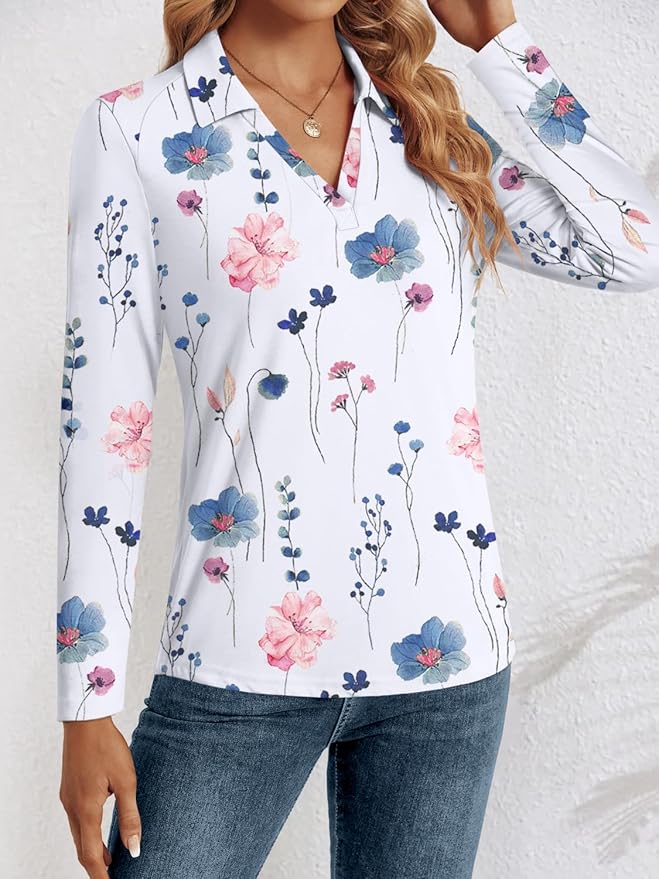3/4 Length Sleeve Womens Tops Dressy Casual V Neck Polo Shirts Business Work Blouses 2025 Trendy Tunic Top